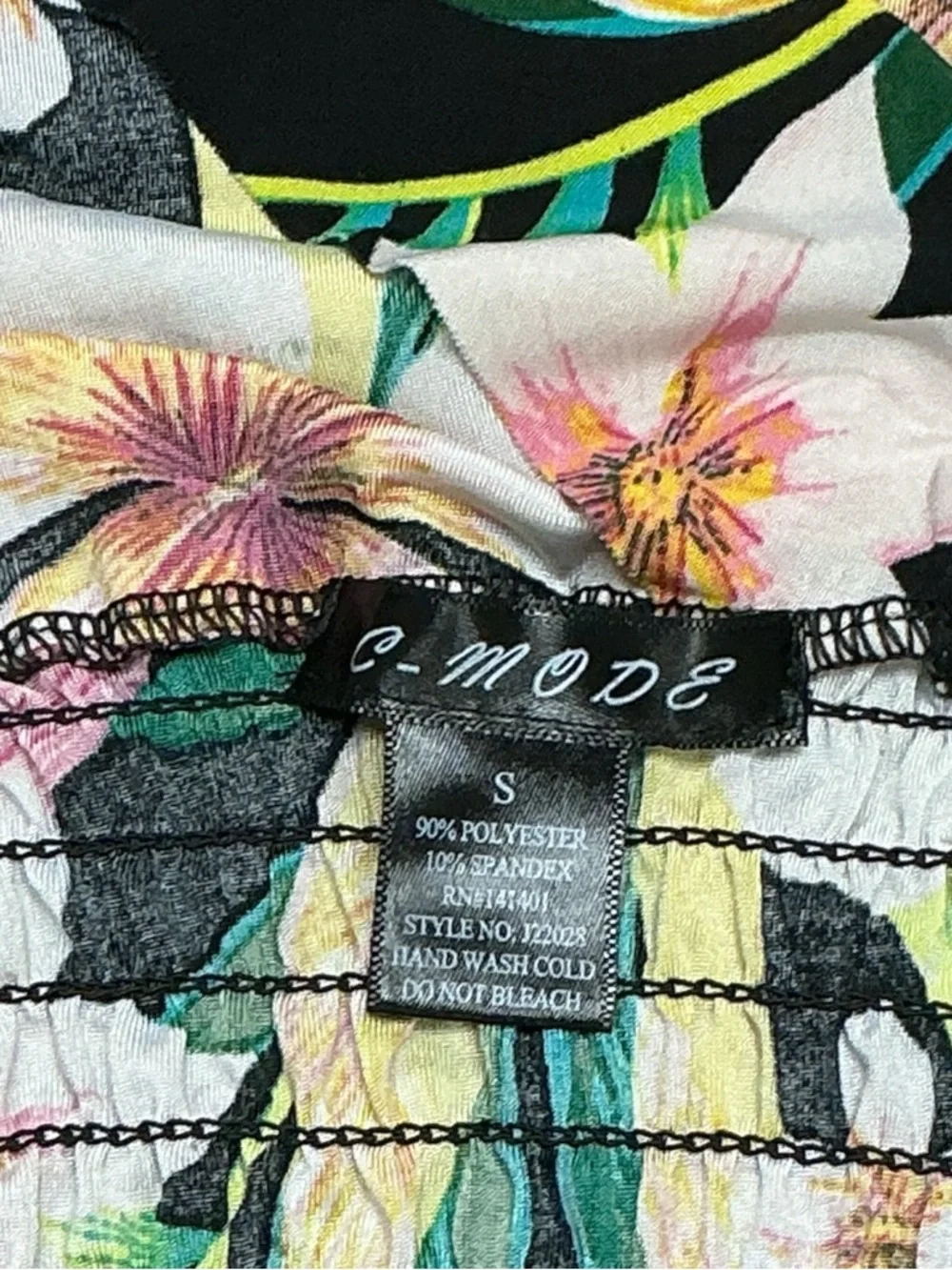 C-Mode - EC - Floral V-Neck Smocked Romper - Black Multi - Picture 2 of 4